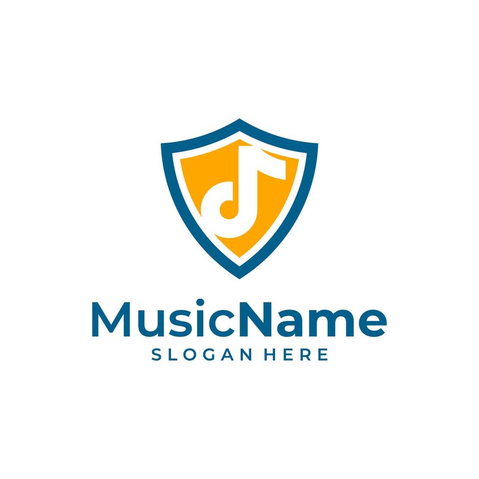 Shield Music Logo Vector Icon Illustration. Music logo design template