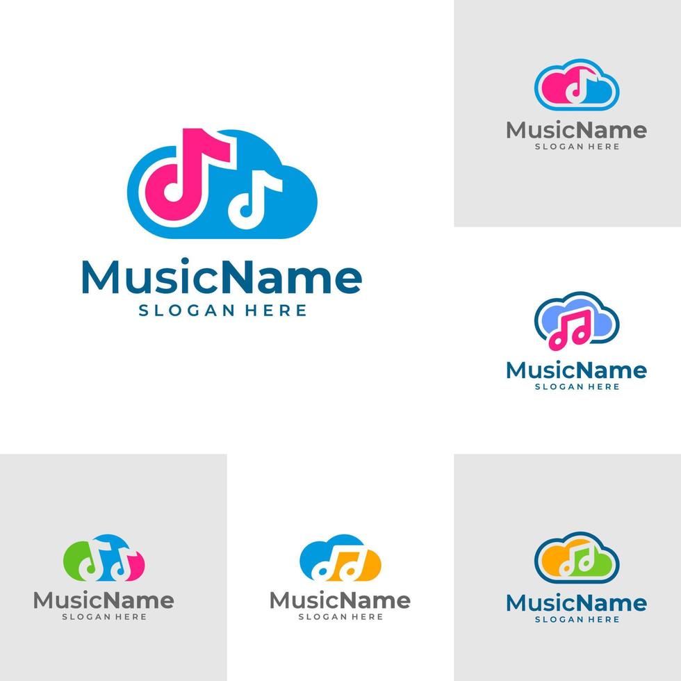 Music Cloud Logo Vector Icon Illustration. Music logo design template