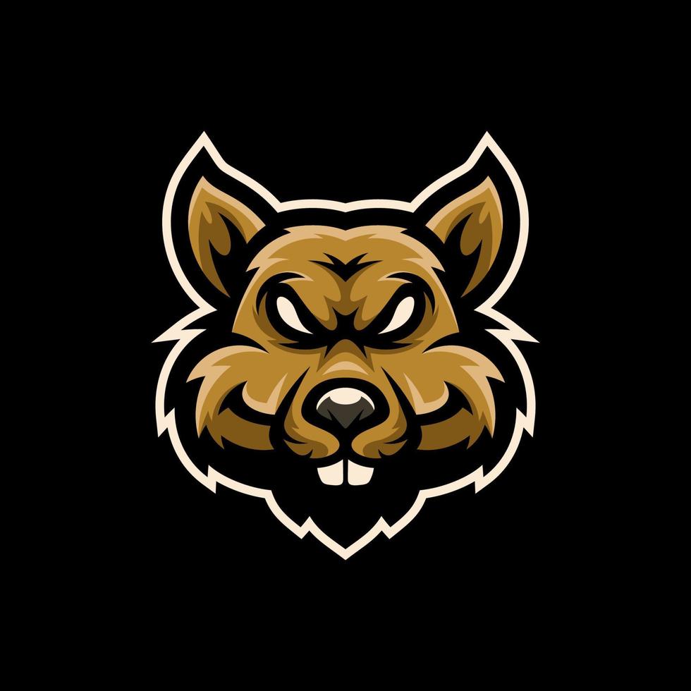 Rat head mascot esport logo template, Rat logo design vector