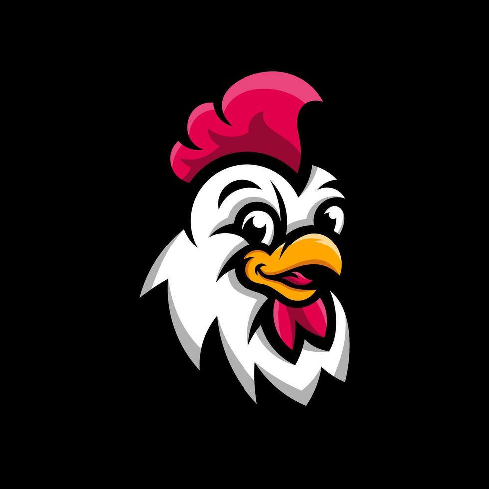 plantilla de logotipo de esport deportivo de mascota de cabeza de gallo de pollo vector