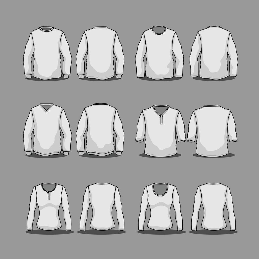 plantilla de manga corta de maqueta de camiseta de contorno vector