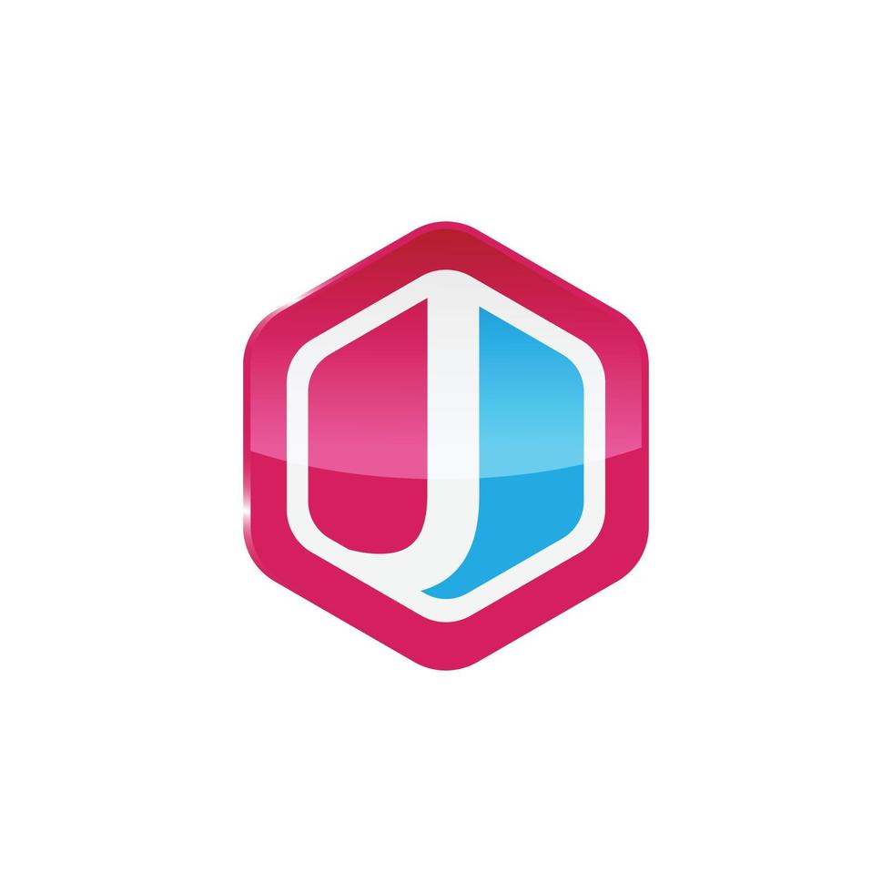 Hexagon letter J logo design vector