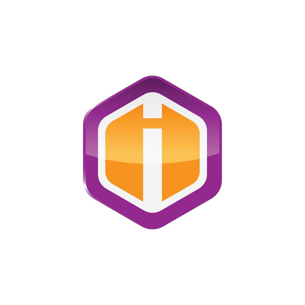 Hexagon letter i logo design vector