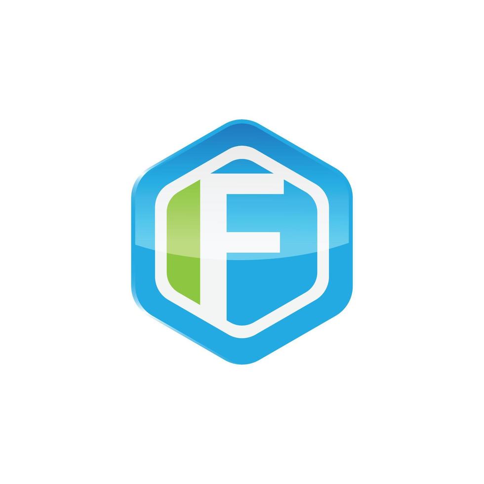 diseño de logotipo de letra f hexagonal vector