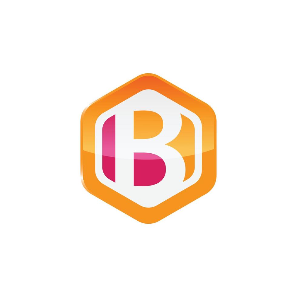 diseño de logotipo de letra b hexagonal vector