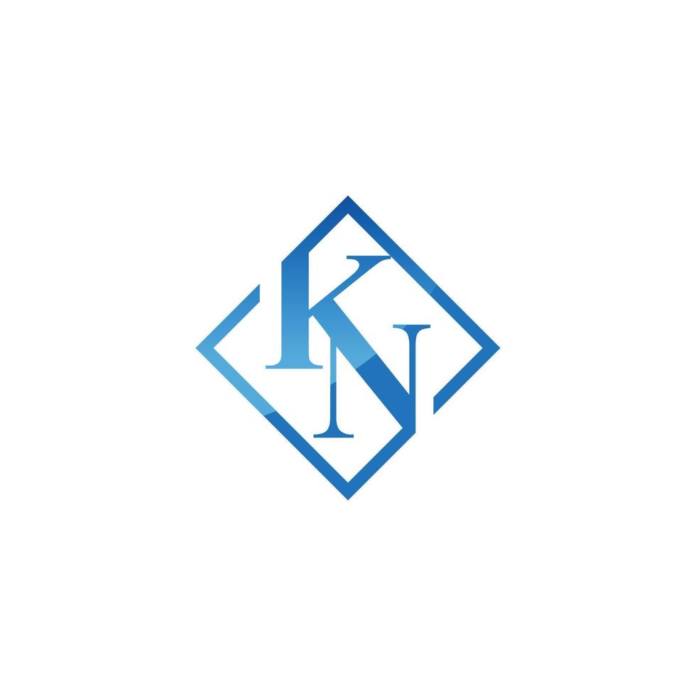 Letter KN typography logo vector