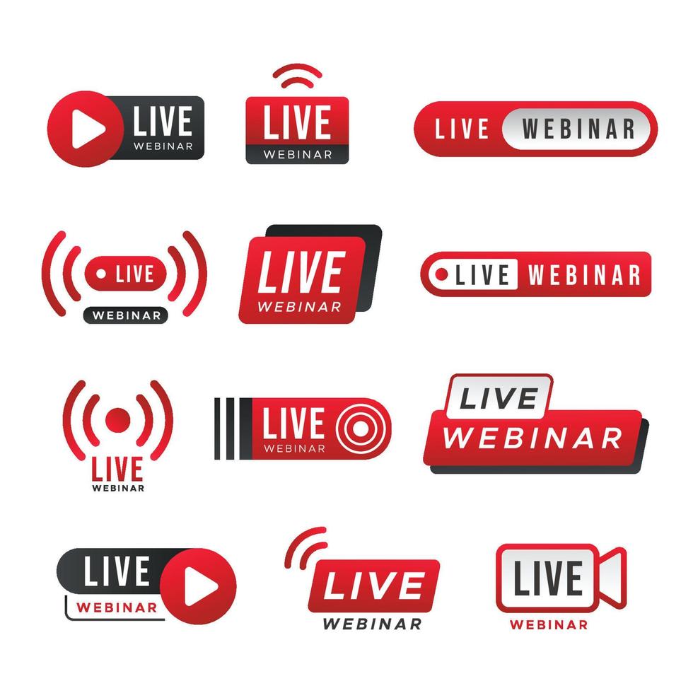 Live Webinar Broadcast Icon Collection vector