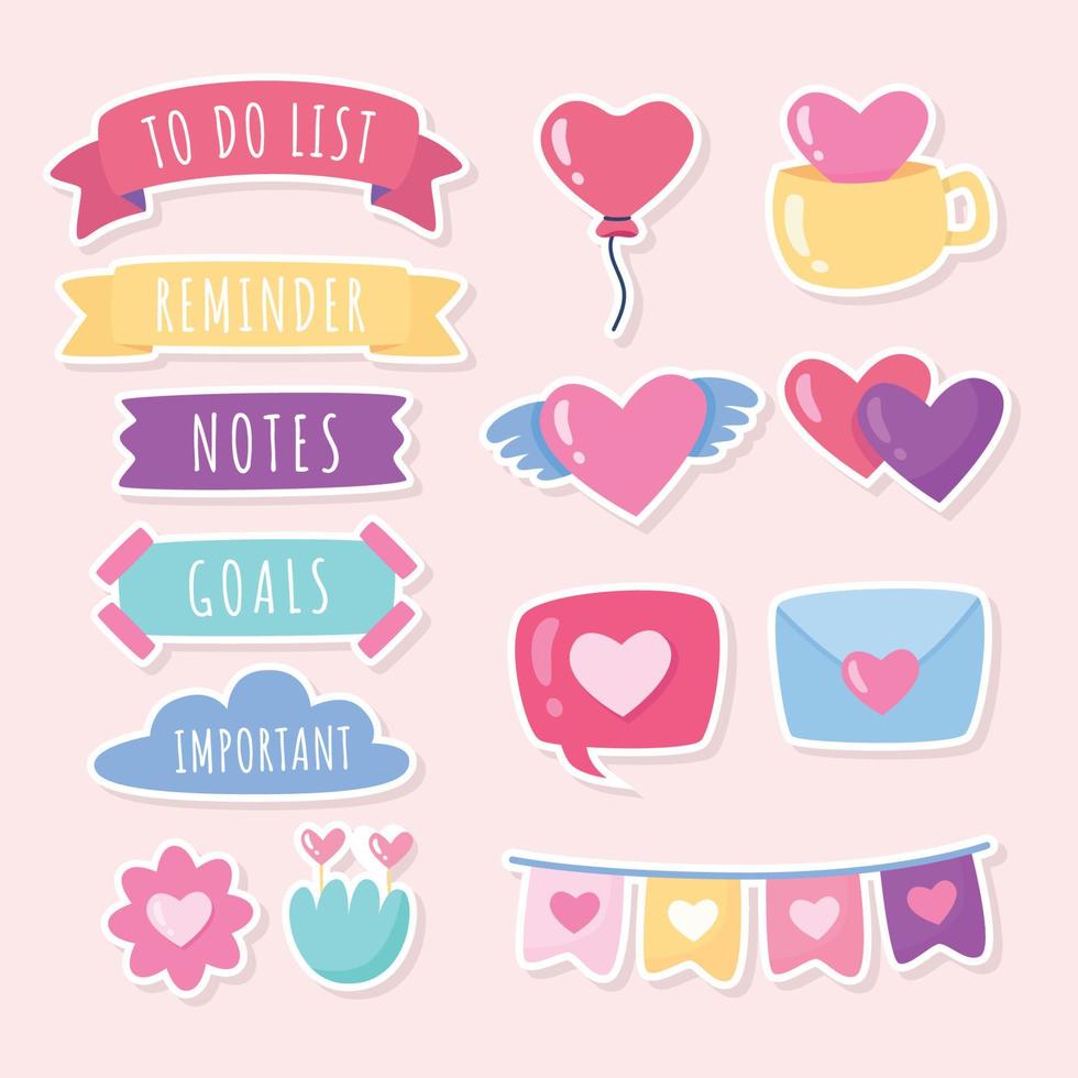 Love Heart Journal Template Collection vector