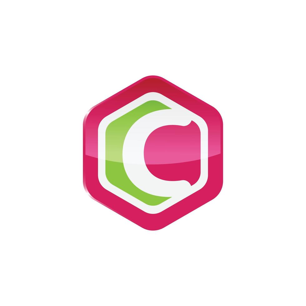 Hexagon letter C logo design vector