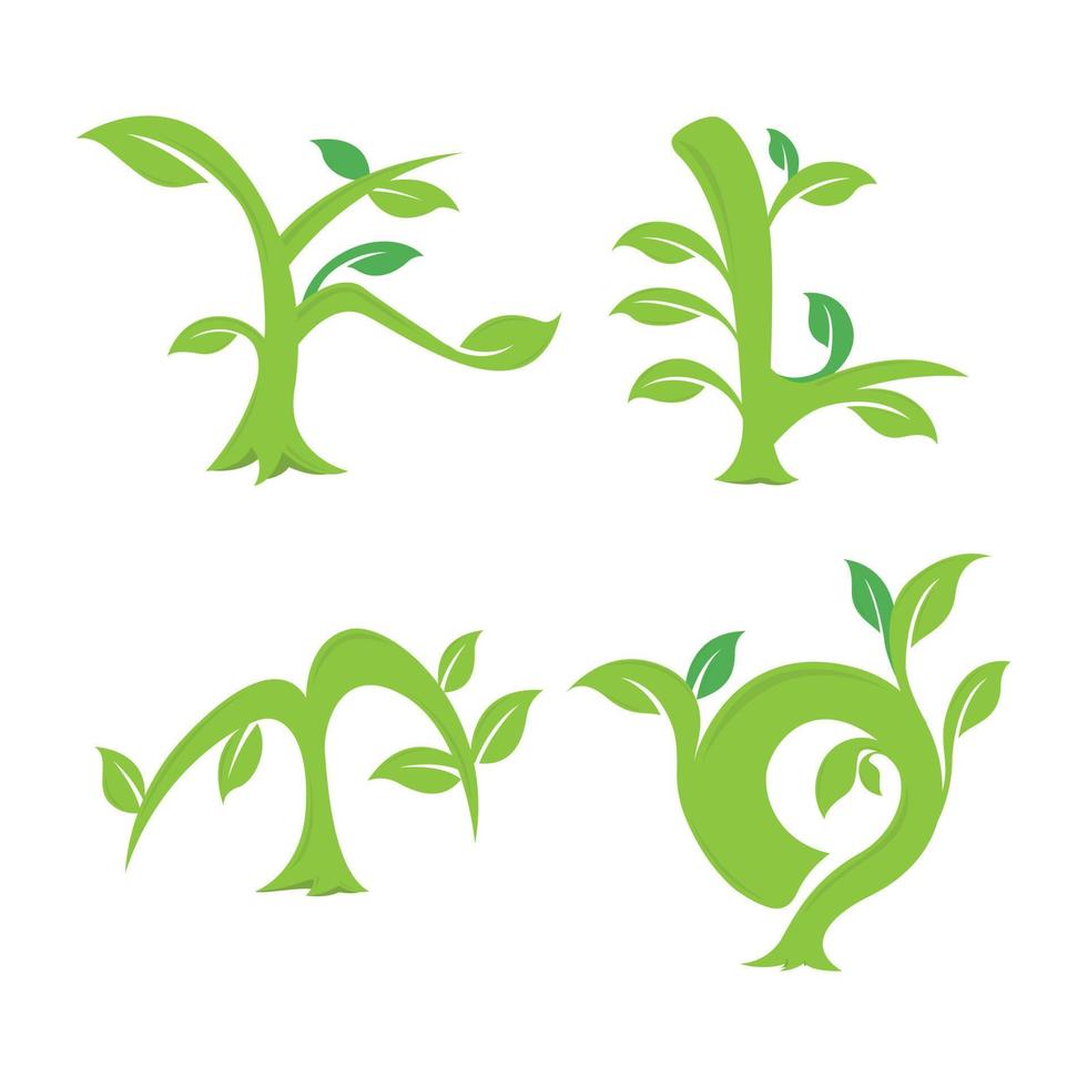 Set of letter ecology logo vector