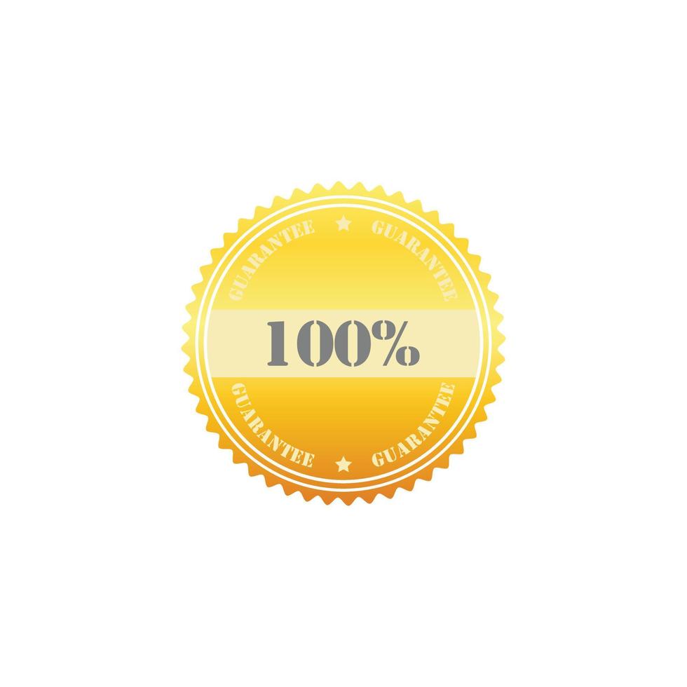 100 percent guarantee gold seal sign symbol vector