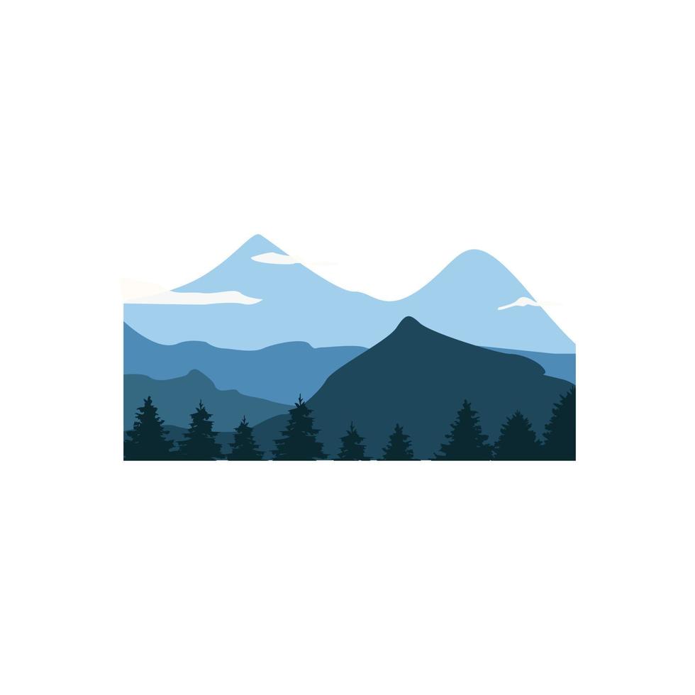 blue mountain outdoor landscape flat design vector