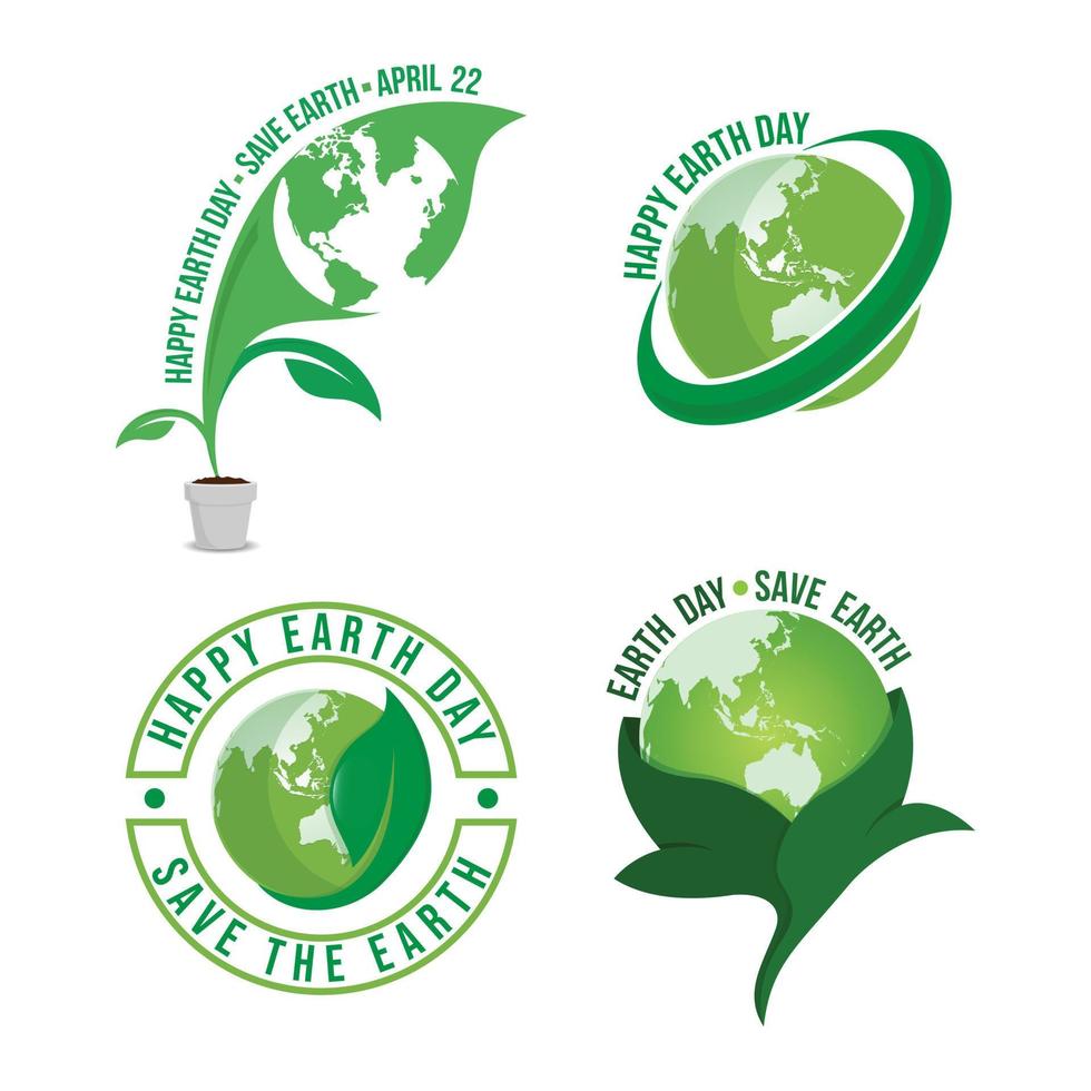Set of happy earth day design logo vector
