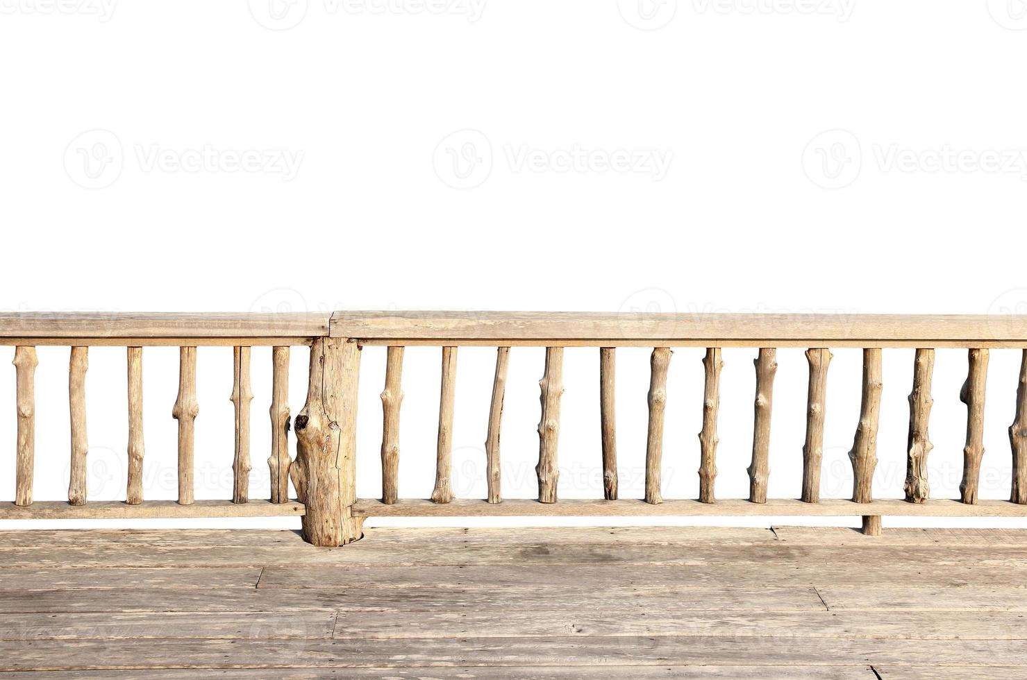 wooden terrace isolated on white background with clipping path photo
