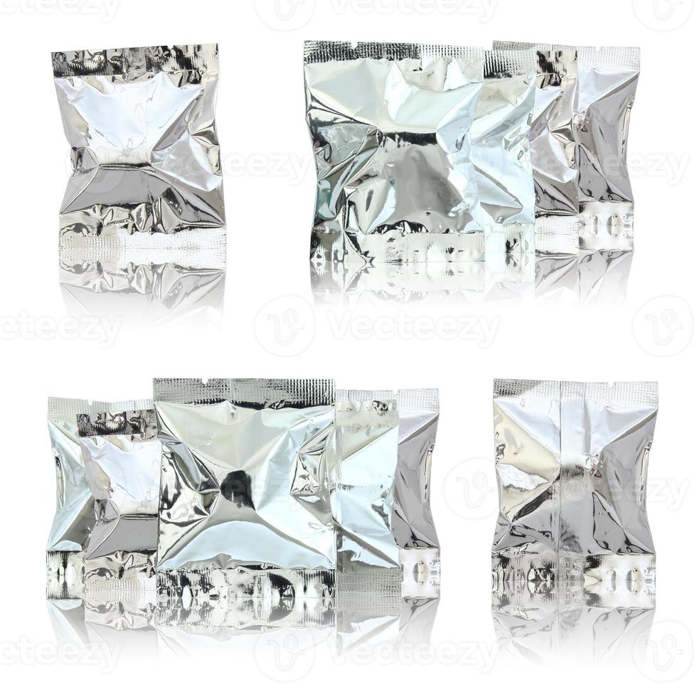 foil package bag isolated on white photo