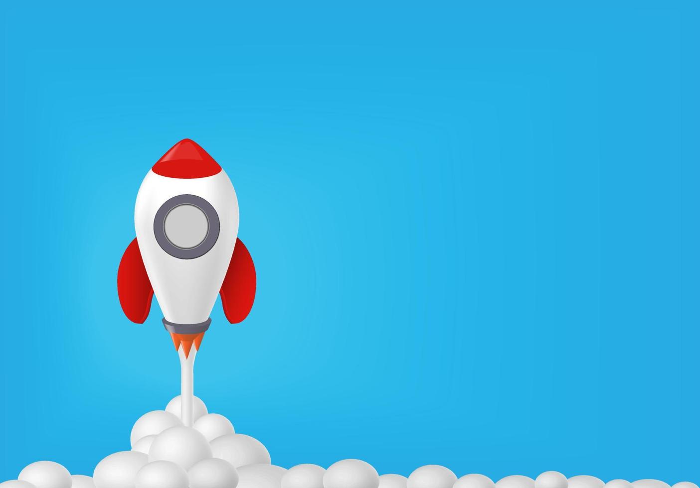 Rocket luanch rising going up. Business startup, career development, target success, growth and boost, Investment goal, opportunity challenge, strategy planning, achievement concept. vector