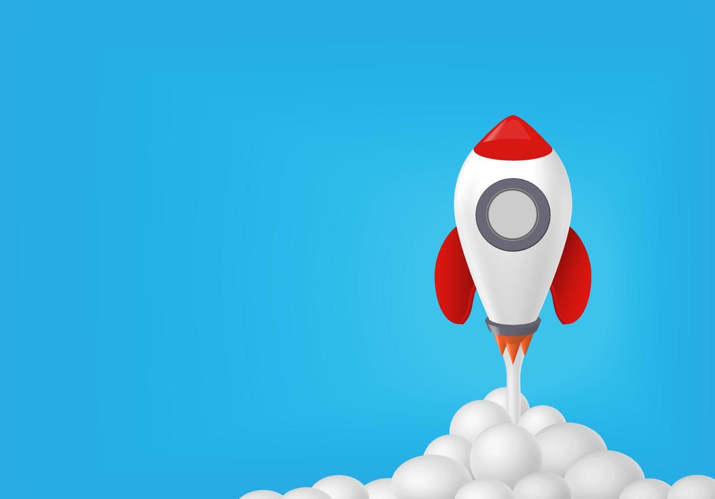 Rocket luanch rising going up. Business startup, career development, target success, growth and boost, Investment goal, opportunity challenge, strategy planning, achievement concept. vector