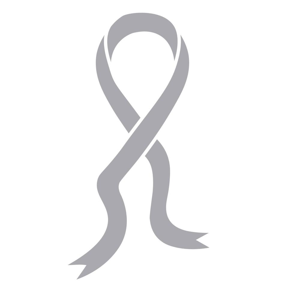 Brain cancer ribbon. Grey band. vector