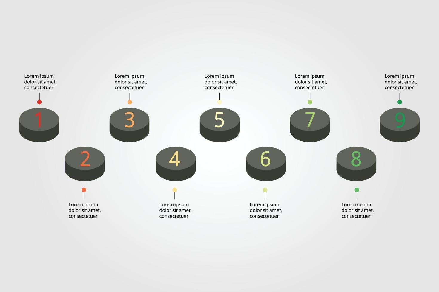 circle s timeline with number template for infographic presentation template with 9 element for banner vector