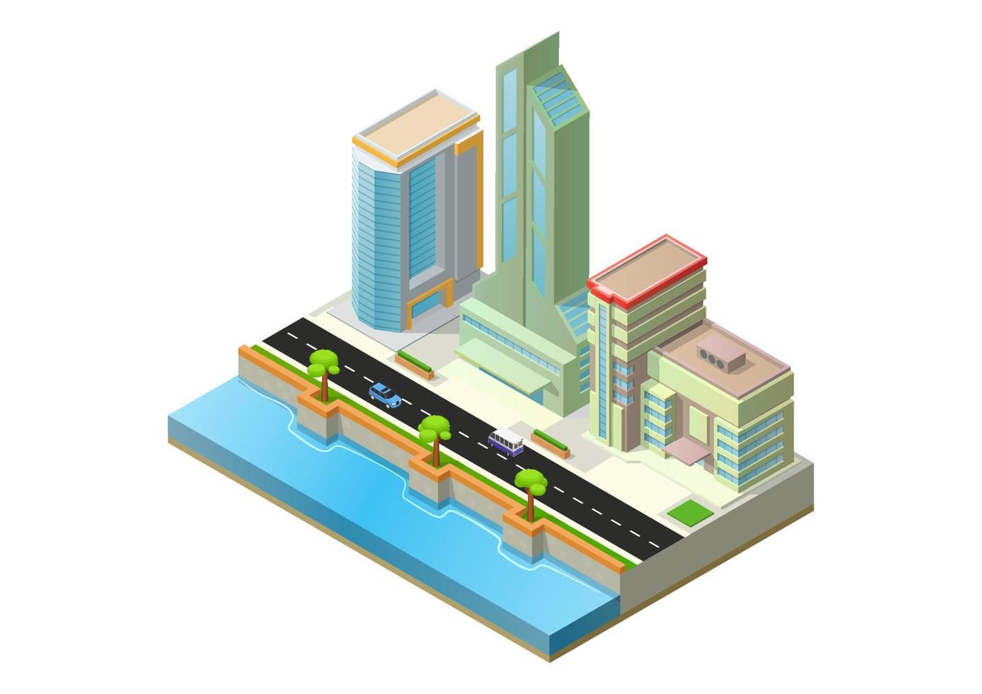 edificio de rascacielos moderno isométrico vector