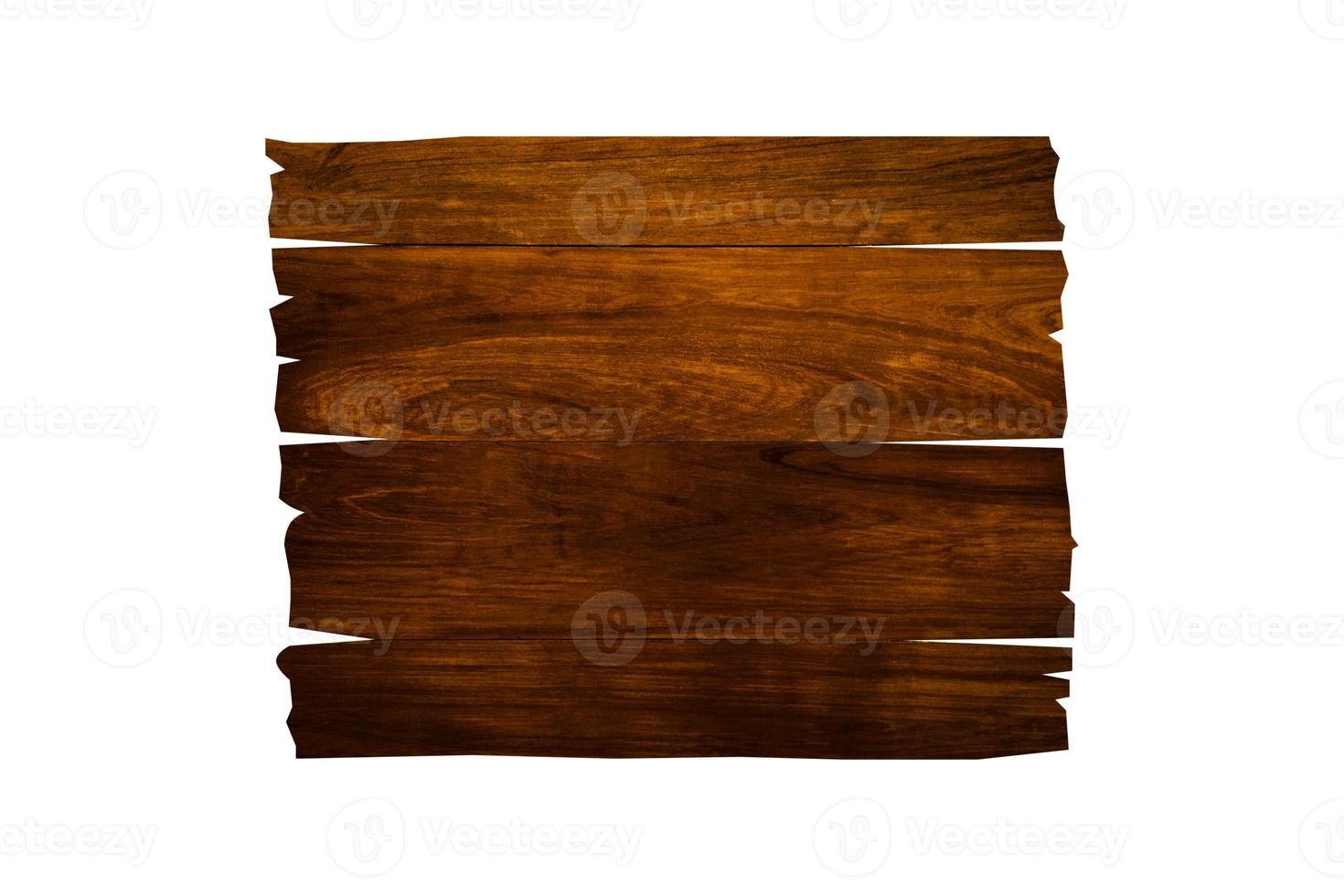 Front view of old wooden sign isolated on white background with clipping path for design photo