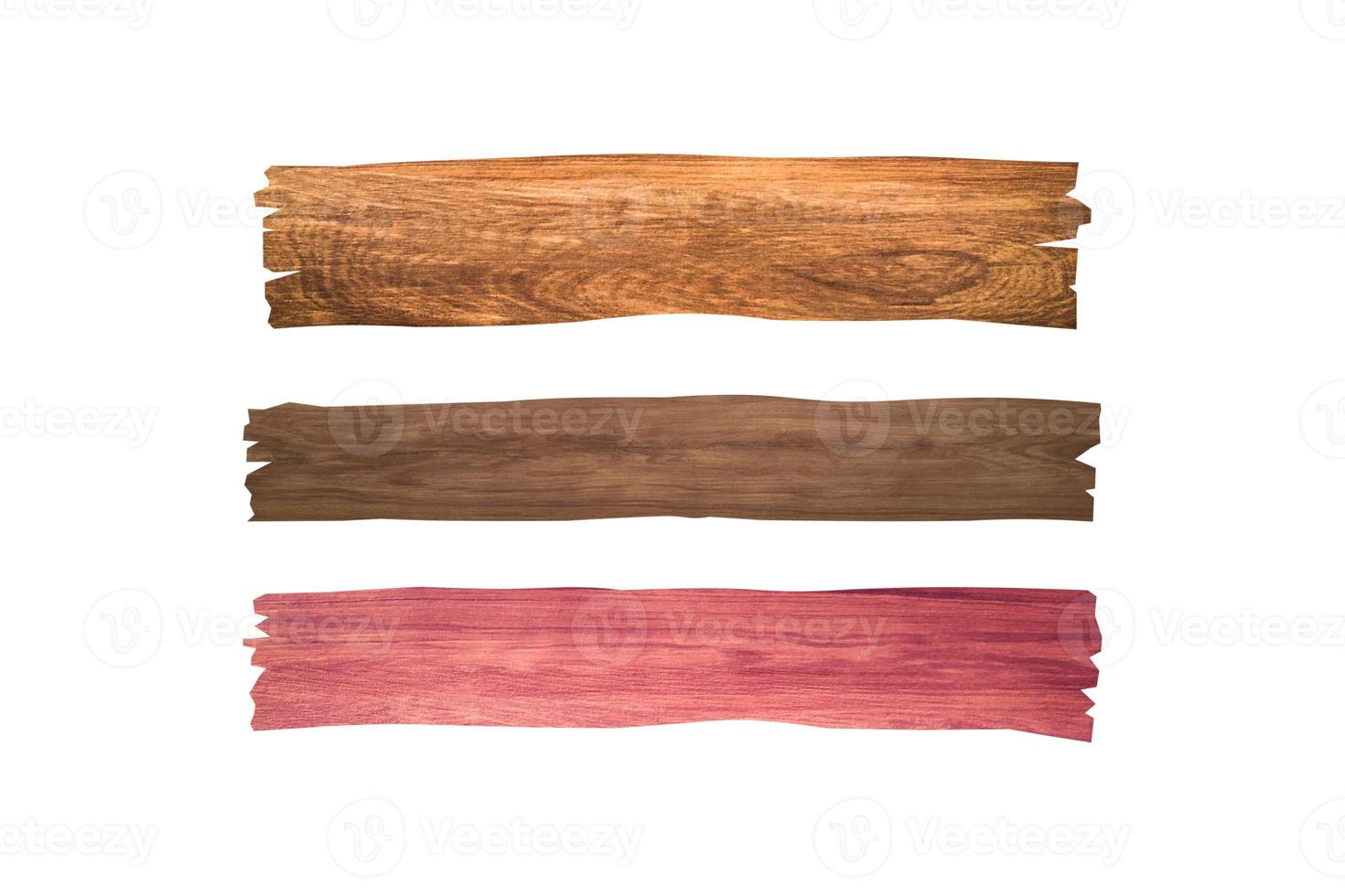Three wooden slats isolated on white background with clipping path for design or work photo