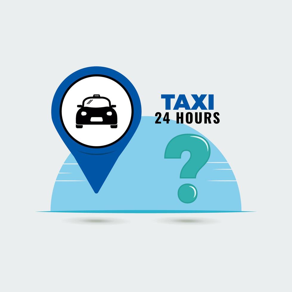 Taxi 24 hours zone sign graphic design vector illustration