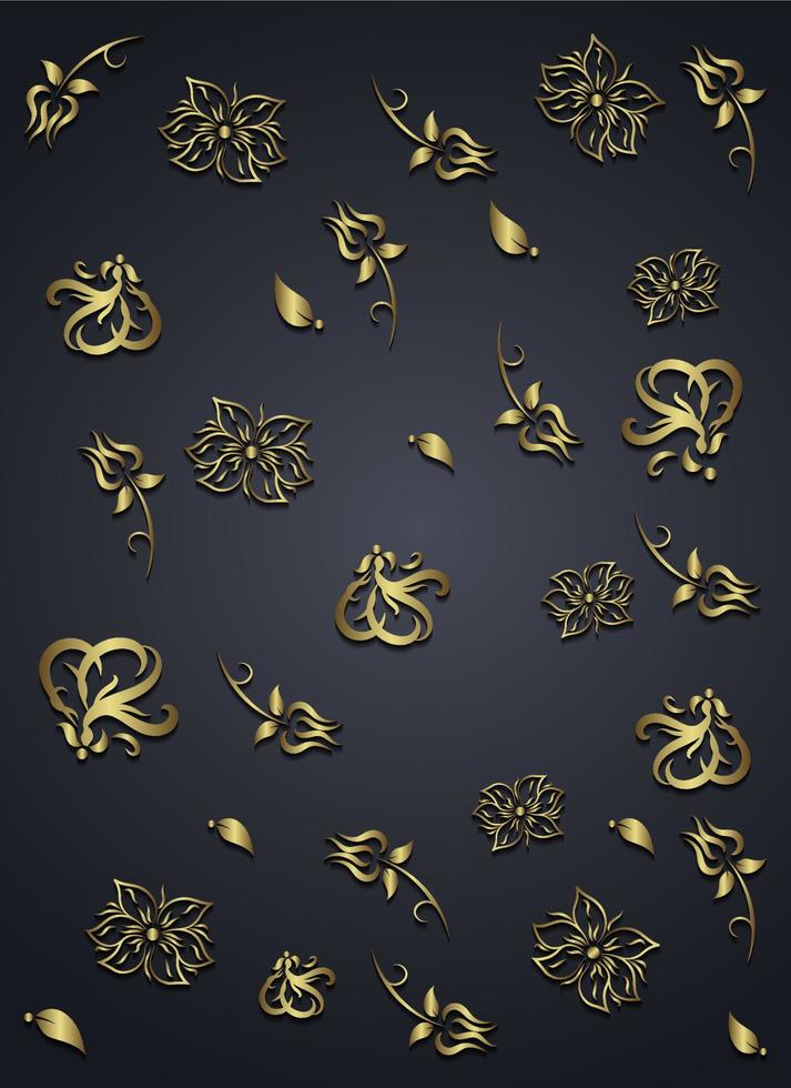 Golden Floral Pattern Design Vector