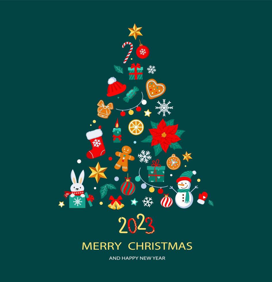 Christmas tree made of colourful elements vector