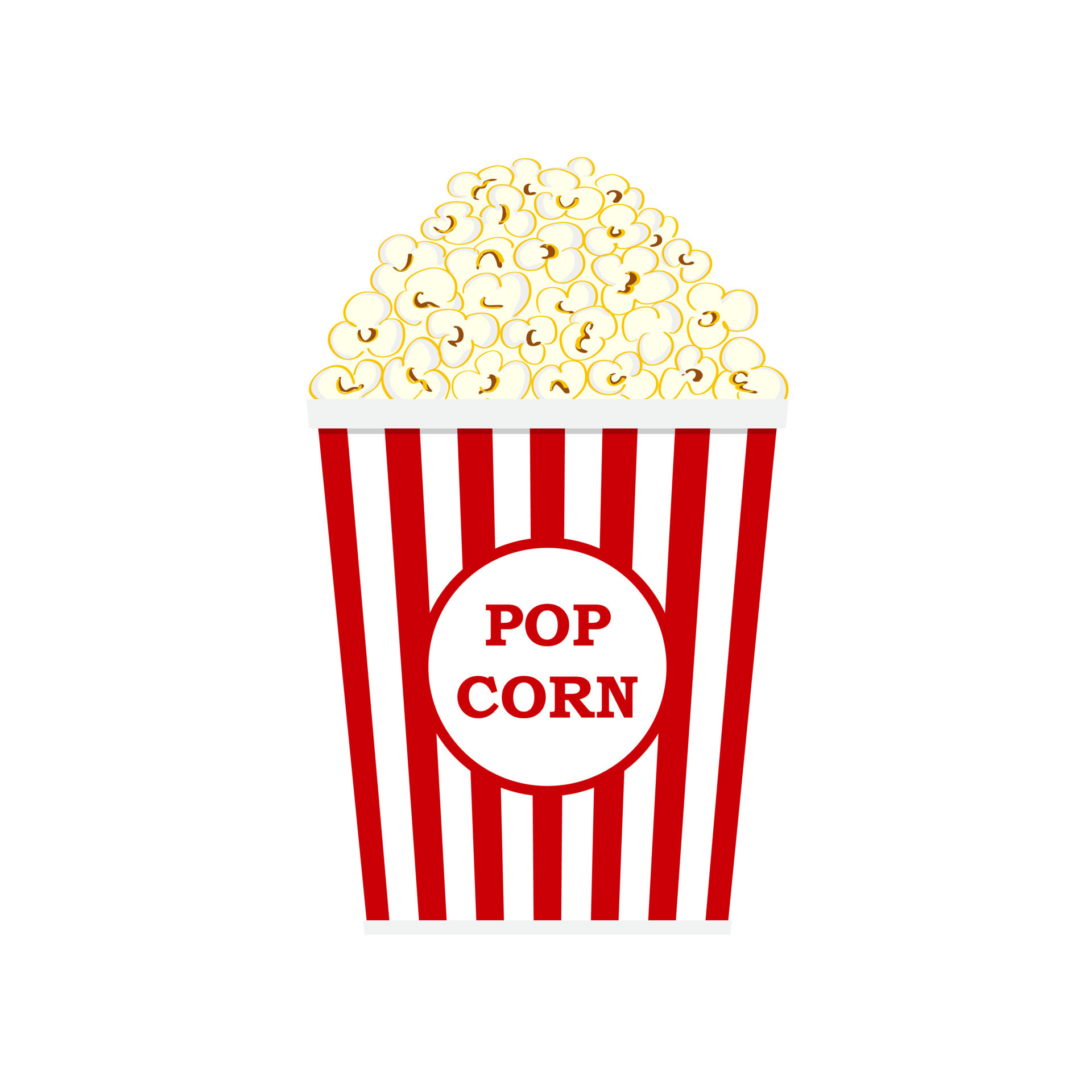 Popcorn isolated on white background. Cinema icon in flat style. Snack  food. Big red white strip box. Vector illustration eps10 12879382 Vector  Art at Vecteezy