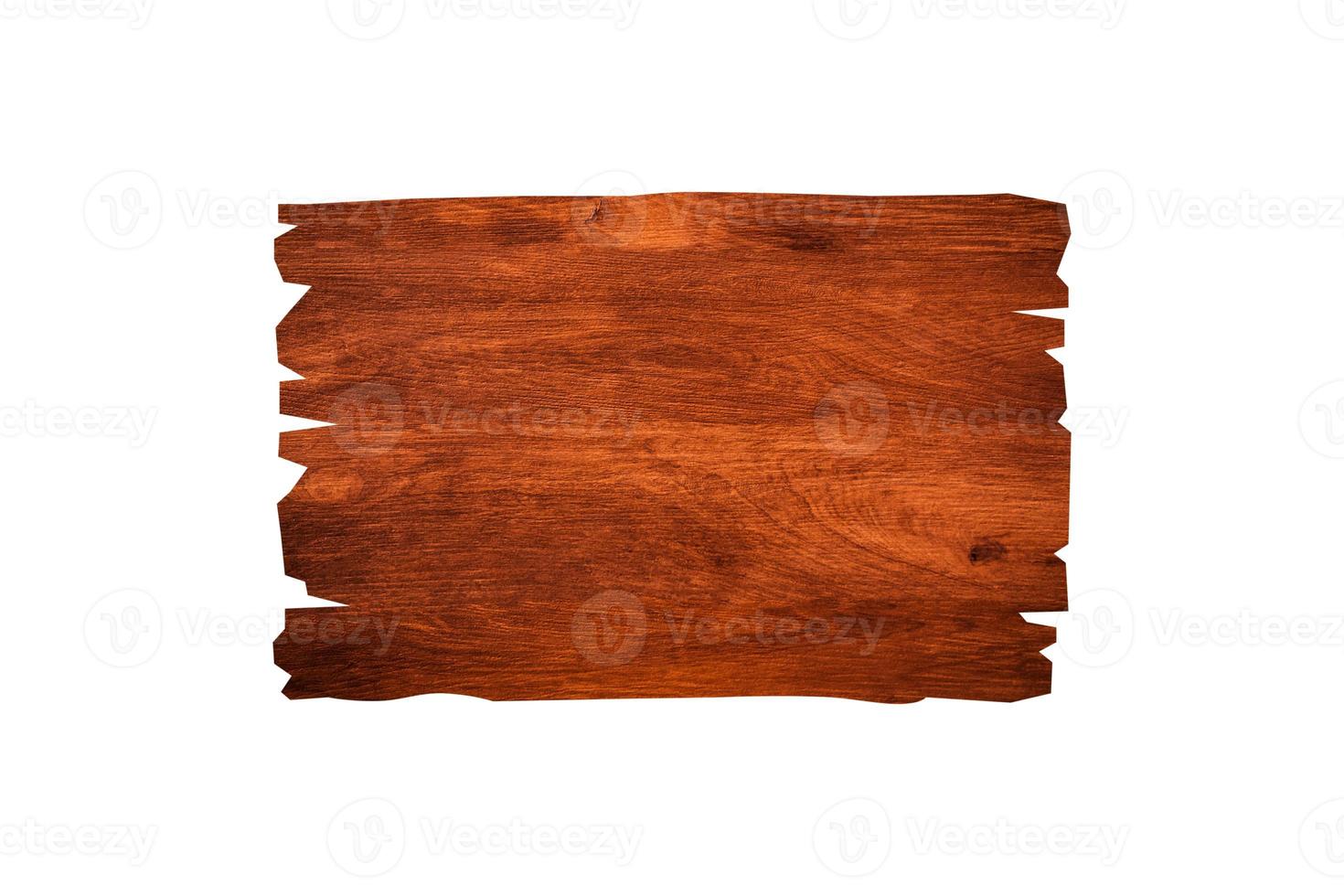 Horizontal wooden sign isolated on white background with clipping path for design or work photo