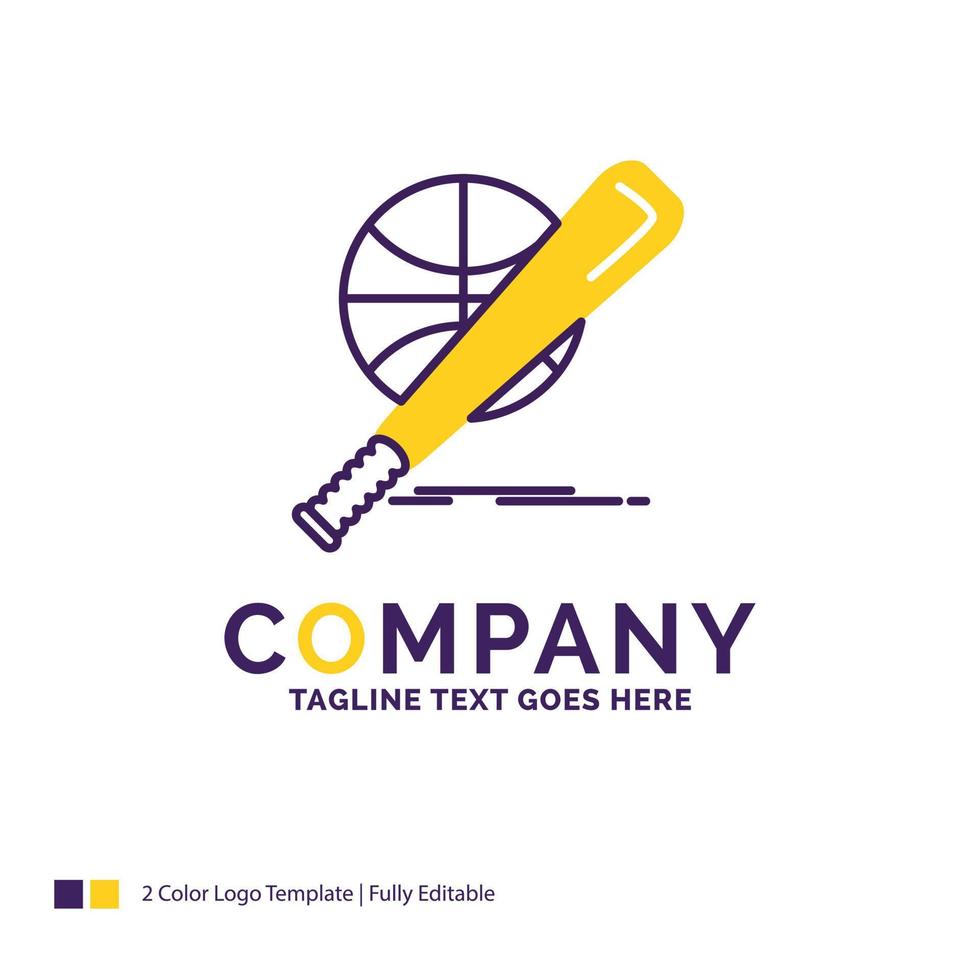 Company Name Logo Design For baseball. basket. ball. game. fun. Purple and yellow Brand Name Design with place for Tagline. Creative Logo template for Small and Large Business. vector