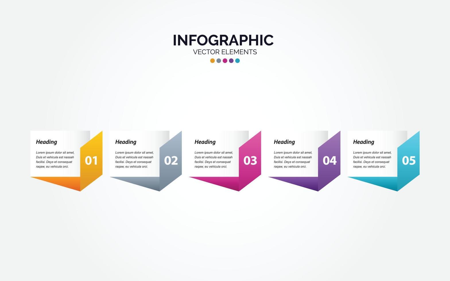 Horizontal Infographic arrow design with 5 options or steps. vector