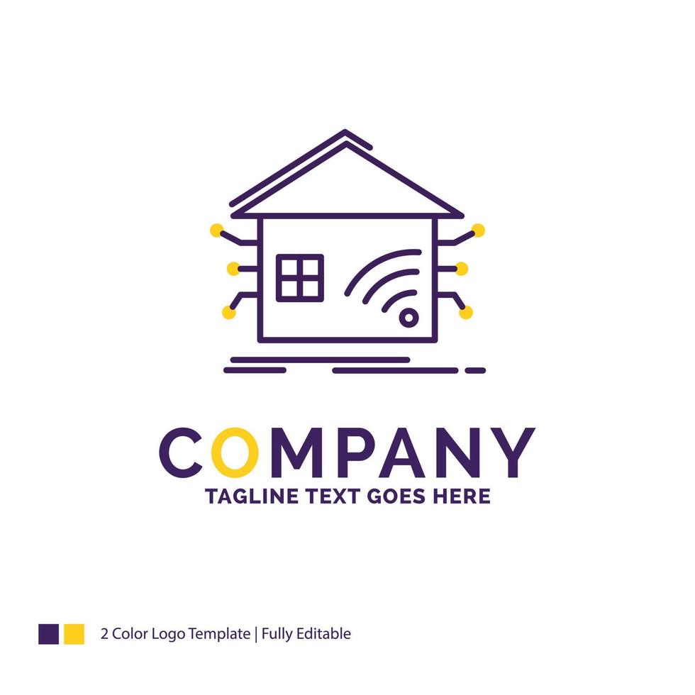 Company Name Logo Design For Automation. home. house. smart. network. Purple and yellow Brand Name Design with place for Tagline. Creative Logo template for Small and Large Business. vector