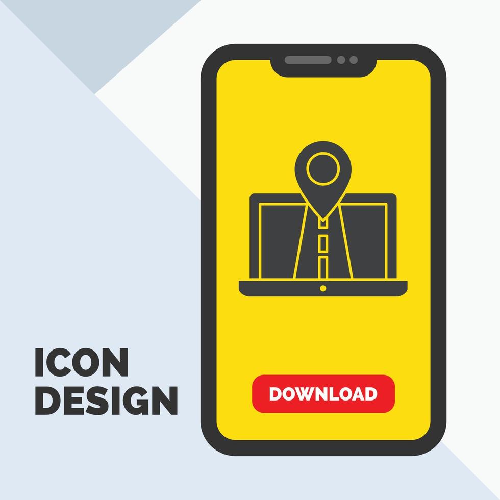 Navigation. Map. System. GPS. Route Glyph Icon in Mobile for Download Page. Yellow Background vector