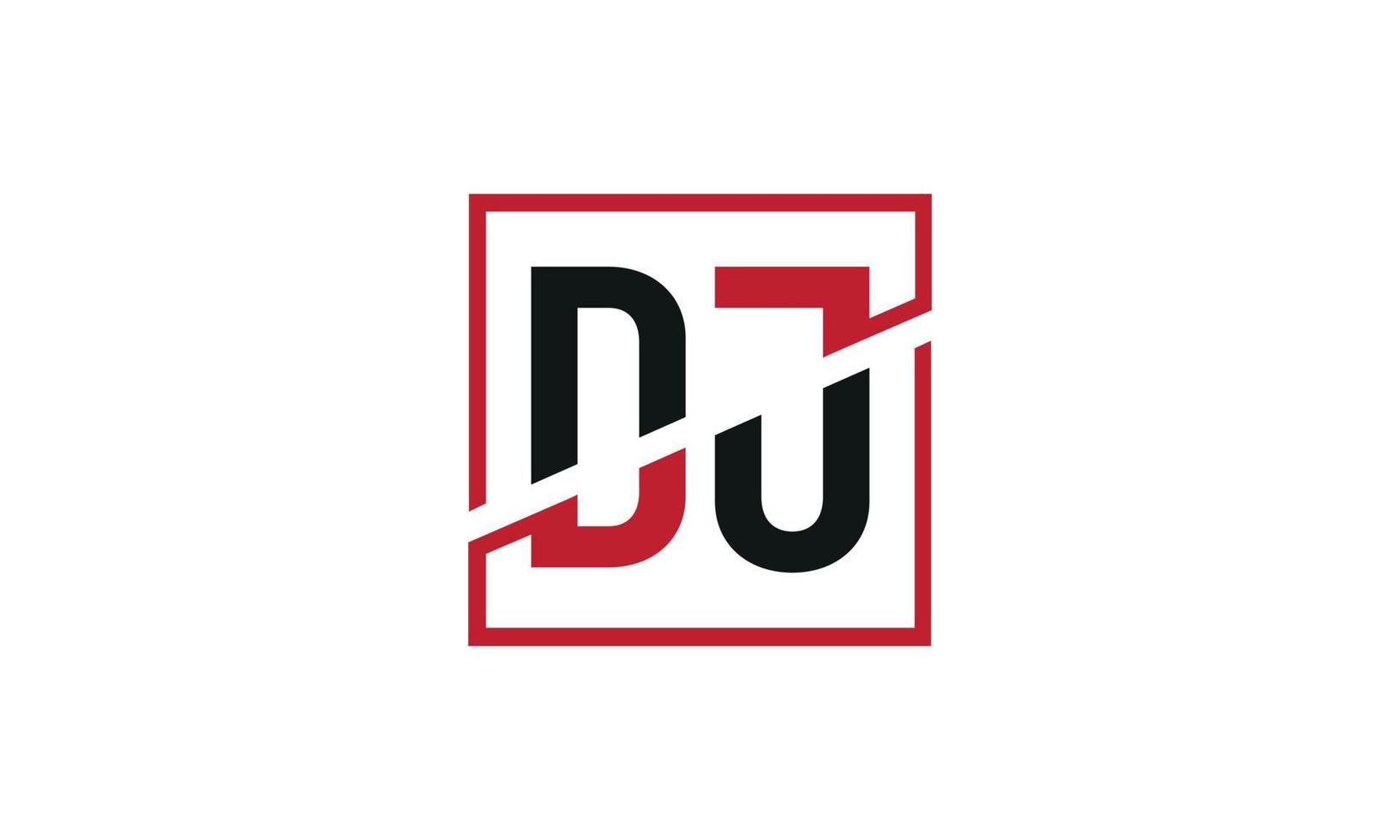 diseño de logotipo de DJ. diseño inicial del monograma del logotipo de la letra dj en color negro y rojo con forma cuadrada. vector profesional