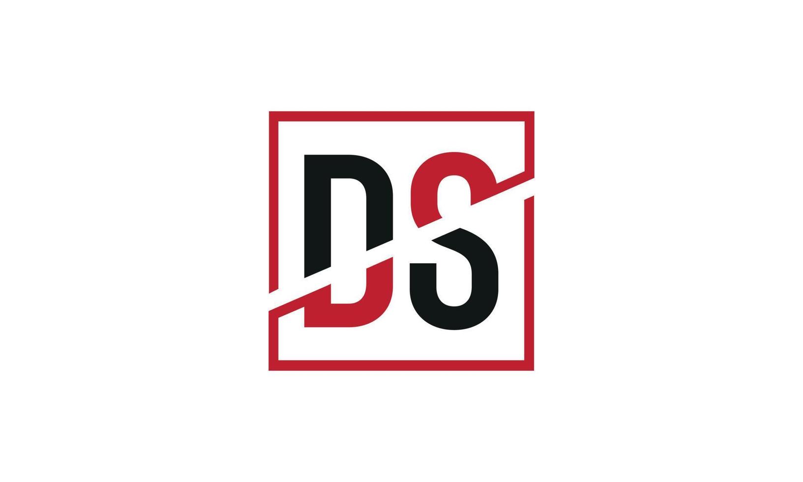 diseño de logotipo ds. diseño inicial del monograma del logotipo de la letra ds en color negro y rojo con forma cuadrada. vector profesional