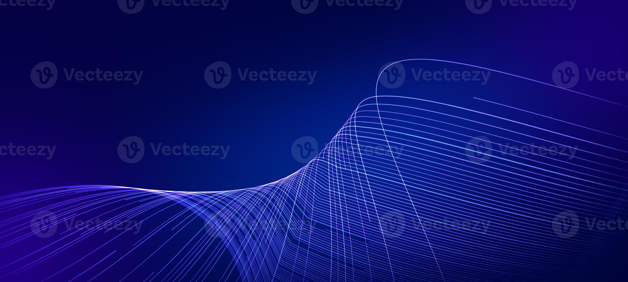 abstract lines on panoramic tech background. Neural networks. photo