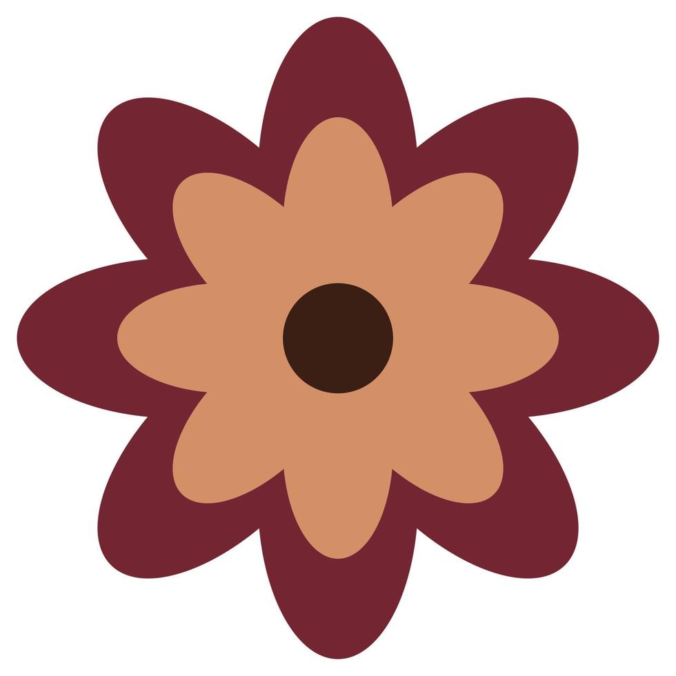 Flower in retro groovy style. Simple vector icon