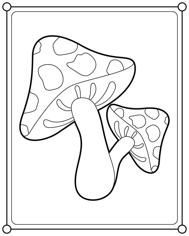 hongo adecuado para la ilustración de vector de página para colorear de niños