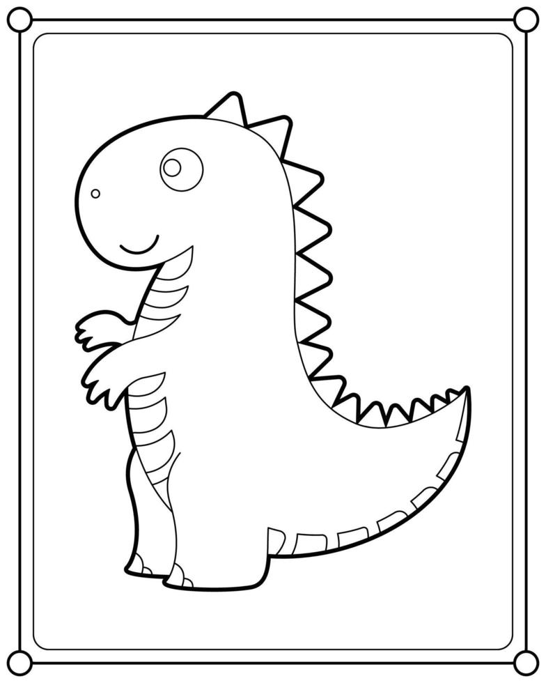 lindo tiranosaurio rex adecuado para la ilustración de vector de página de color de los niños