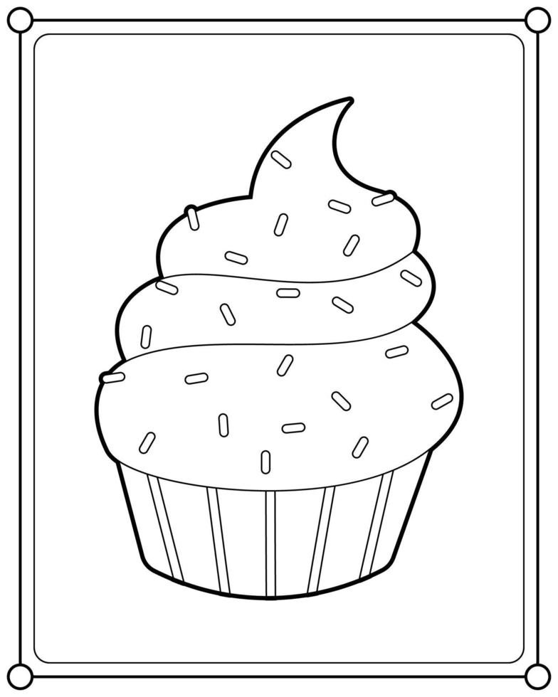 Cupcake suitable for children's coloring page vector illustration