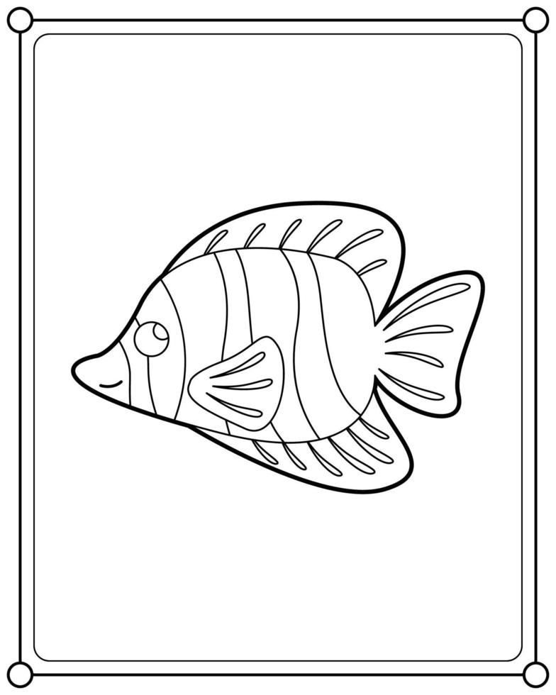 Peces de agua salada adecuados para la ilustración de vector de página de color de los niños