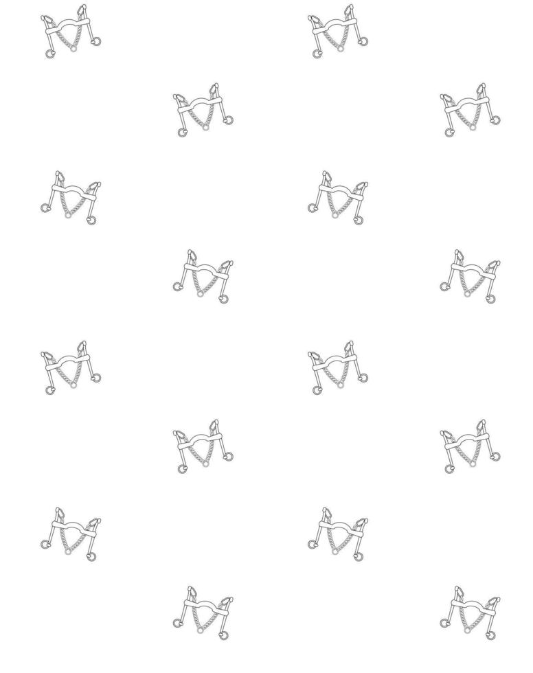 Vector seamless pattern of outline horse bits