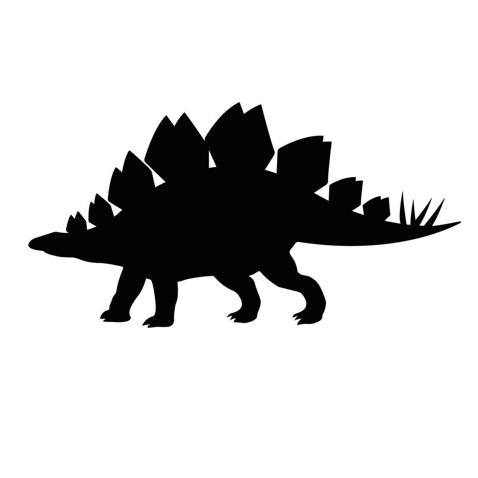 Vector black stegosaurus dinosaur silhouette