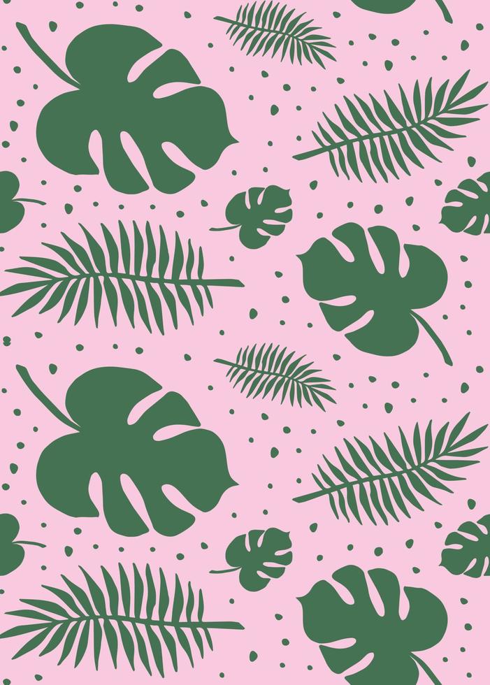 Vector seamless pattern of palm and monstera leaf