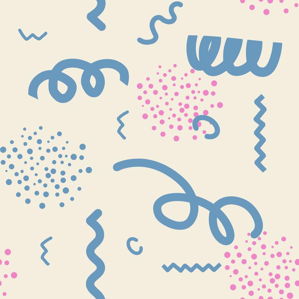 Trendy Y2K abstract vector seamless pattern. Colored doodles on a beige background