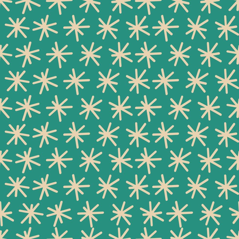 Christmas vector seamless pattern with abstract doodle snowflakes in craft style.