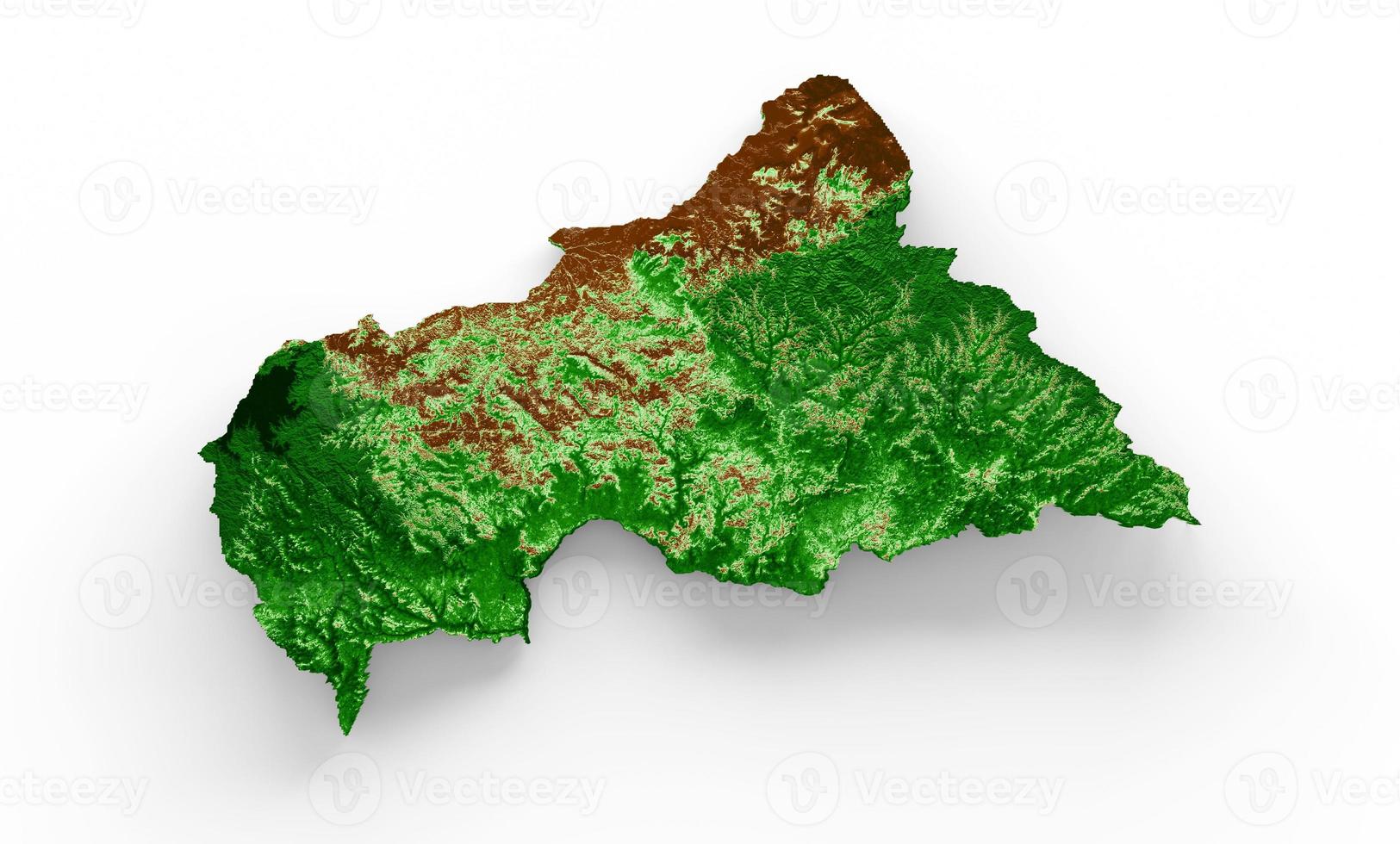 Central African Republic Topographic Map 3d realistic map Color 3d illustration photo