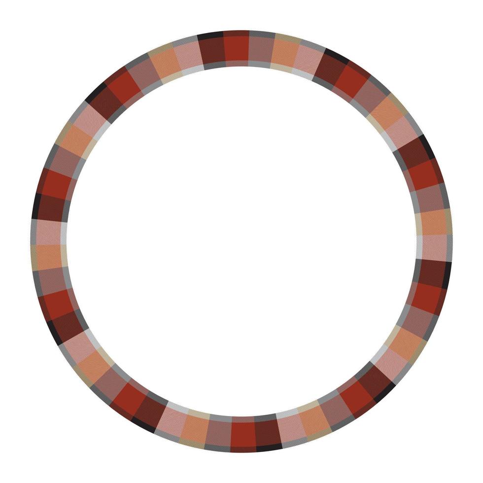 Round frame vector vintage pattern design template. Circle border designs plaid fabric texture. Scottish tartan background for collage art, gif card, handmade crafts.